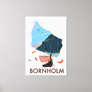 Bornholm eiland Viking kaart Canvas Afdruk
