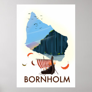 Bornholm Island Viking-kaart Poster