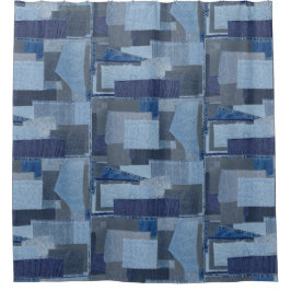 Boro Boro Blue Jean Patchwork Denim Shibori Douchegordijn