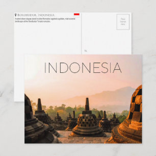 Borobudur, Indonésie Carte postale de voyage