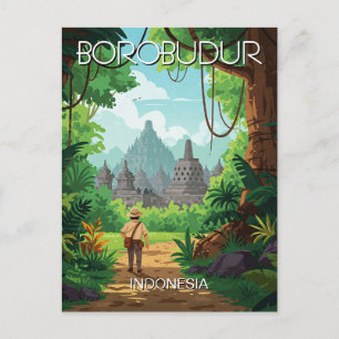 Borobudur Indonesië Unesco Retro reizen Briefkaart