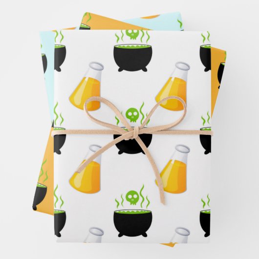 Borrelende Ketel Magisch Toverdrank Schedel Hallow Inpakpapier Vel (In situ)