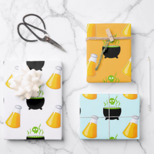 Borrelende Ketel Magisch Toverdrank Schedel Hallow Inpakpapier Vel