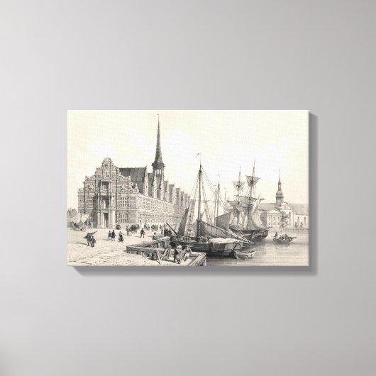 Borsen en Christianborg Palace Canvas Afdruk (Voorkant)