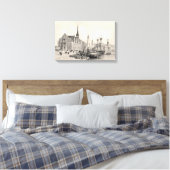 Borsen en Christianborg Palace Canvas Afdruk (Insitu (Slaapkamer))