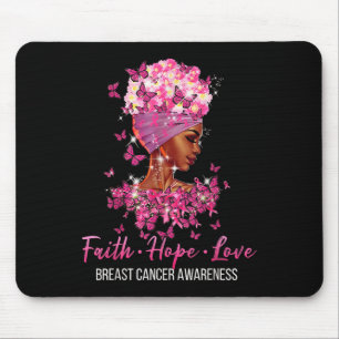 Borst Cancer Awareness Faith Hope Love Butterflie Muismat