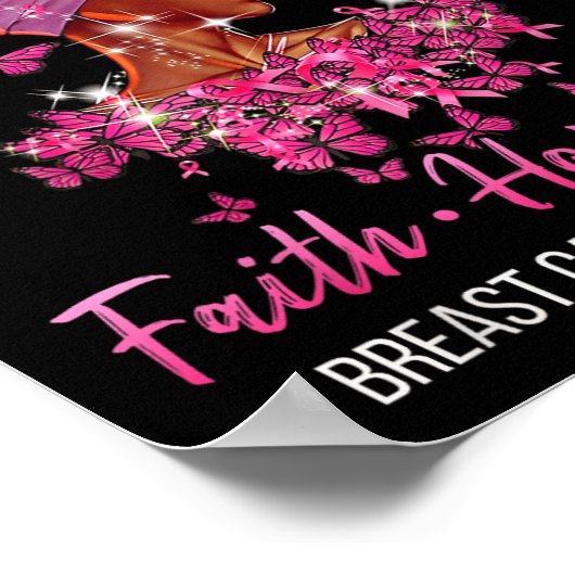Borst Cancer Awareness Faith Hope Love Butterflie Poster (Hoek)