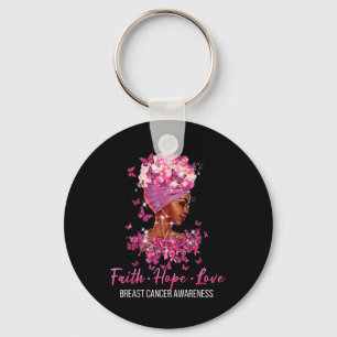 Borst Cancer Awareness Faith Hope Love Butterflie Sleutelhanger