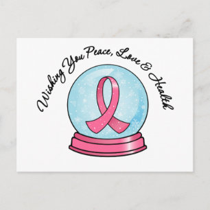 Borst Cancer Ribbon Merry Kerstmis Snowglobe Feestdagenkaart