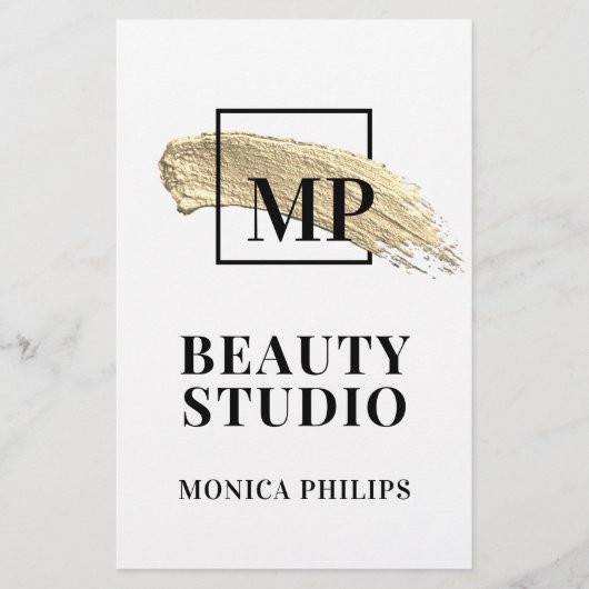 Borstel abstract gouden borstel wit flyer (Voorkant)