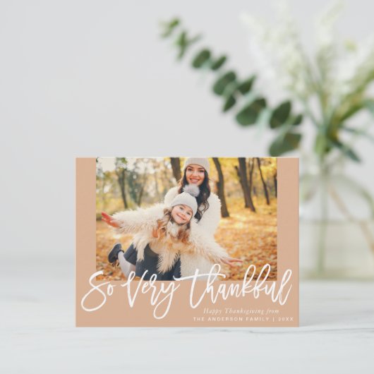 Borstel belettering gelukkige Thanksgiving kaart (Staand voorkant)