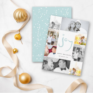 Borstel geborsteld Joy Calligraphy Star Blue 6 Pho Feestdagenkaart