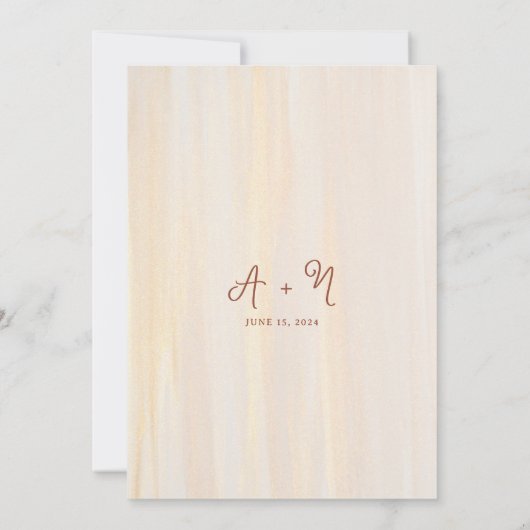 Borstel Goud & Terracotta Script Monogram Bruiloft Kaart (Achterkant)