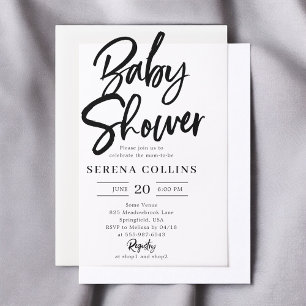 Borstel kalligrafie minimalistisch Baby shower Vellum Uitnodigingen