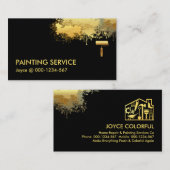 Borstel Schilderen Gouden Verf Splatter Visitekaartje (Voorkant / Achterkant)