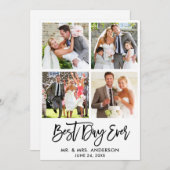 Borstel Script beste dag ooit bruiloft 4 foto Bedankkaart (Voorkant / Achterkant)