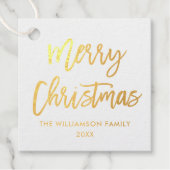 Borstel Script Gouden folie Merry Christmas Square Bedankjes Labels (Voorkant)