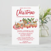 Borstel Script Kerst Cookie Decorating Party Rood Kaart (Staand voorkant)