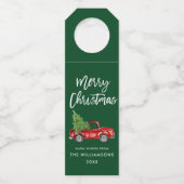 Borstel Script Kerst Truck Groen Flessenhanger (Voorkant)