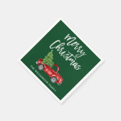 Borstel Script Kerst  Truck Groen Servet (Hoek)