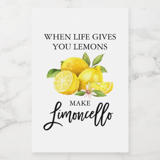 Borstel Script Limoncello Citroenen Mini Fles Labe Wijn Etiket (Enkel label)