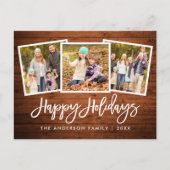 Borstel Script rustiek hout 3 foto familie vakanti Briefkaart (Voorkant)