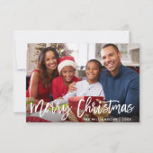 Borstel Script Star Merry Christmas Foto Rode Kaar Kaart (Voorkant)