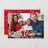 Borstel Script Star Merry Christmas Foto Rode Kaar Kaart (Voorkant / Achterkant)