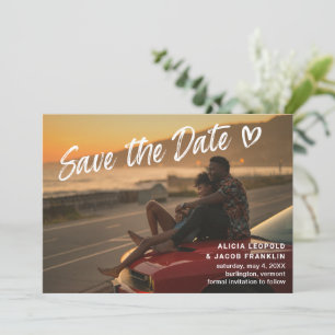 Borstel Script Typografie Hart Modern Bruiloft Save The Date