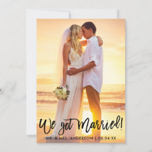 Borstel Script We Got Married Celebration Nodig Bl Aankondiging