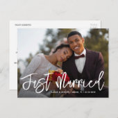 borstelbelettering net getrouwd bruiloft aankondig briefkaart (Voorkant / Achterkant)