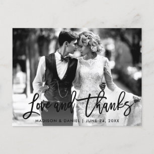 Borstelpens Schrift Liefde Dank Zwart en Wit Foto Briefkaart