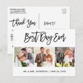 Borstelschrift Best Day Ever Trouw 3 Foto Briefkaart (Voorkant / Achterkant)