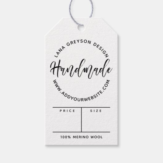 Borstelscript Handgemaakte Social Media Prijs Cadeaulabel (Voorkant)