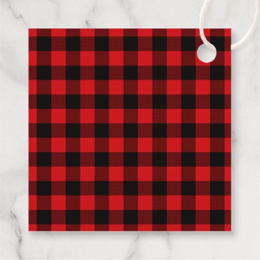 Borstelscript Rood Plaid Kerst Rode Vrachtwagen Bedankjes Labels (Achterkant)