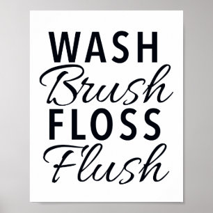 BORSTELSTOKER FLOSS SPOELEN Badkamer bord Poster