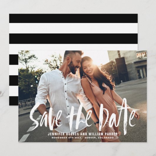 Borsteltypografie Foto De datumaankondiging opslaa Kaart (Voorkant / Achterkant)