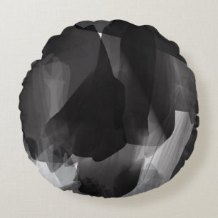 Borstelzwart en wit Abstracte achtergrond Rond Kussen