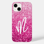 Borstkalligrafie Monogram Luxe Roze Ombre Case-Mate iPhone Case (Achterkant)