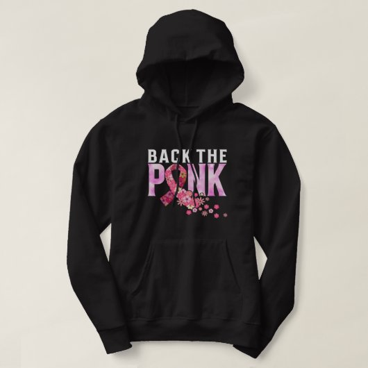 Borstkanker achterin het roze lintafroosterdecor b hoodie (Design voorkant)