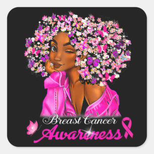 Borstkanker Awareness African American Women Mel Vierkante Sticker