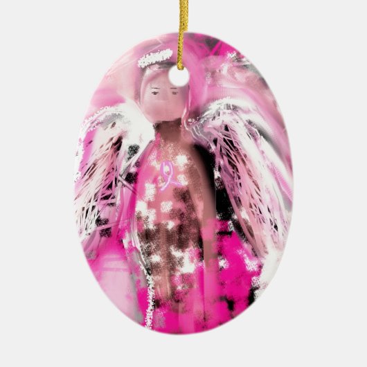 Borstkanker Awareness Angel #2 Keramisch Ornament (Voorkant)
