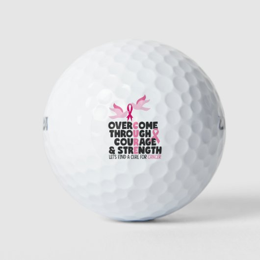 Borstkanker Awareness Brave and Sterke Golfballen (Voorkant)