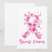 Borstkanker Awareness Butterfly Ribbon Save The Date (Voorkant / Achterkant)