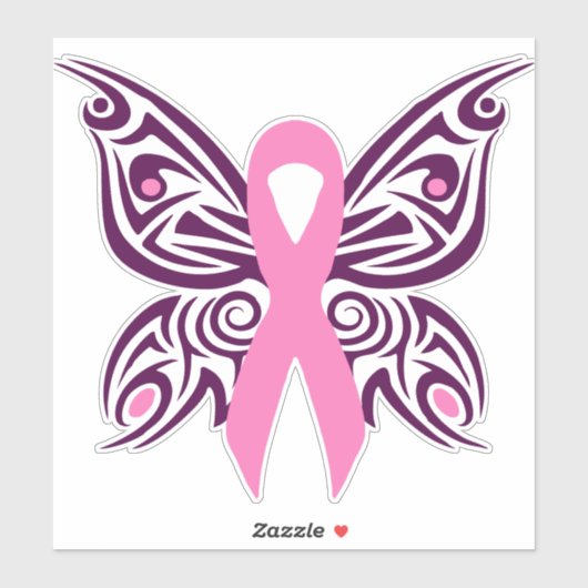 Borstkanker Awareness Butterfly Sticker (Vel)