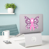Borstkanker Awareness Butterfly Sticker (Laptop op bureau)