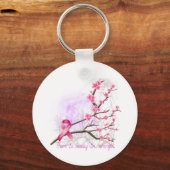 Borstkanker Awareness Cherry Blossom Sleutelhanger (Voorkant)