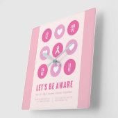 Borstkanker Awareness Clock Vierkante Klok (Hoek)