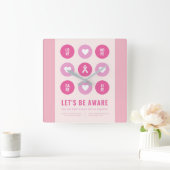 Borstkanker Awareness Clock Vierkante Klok (Huis)