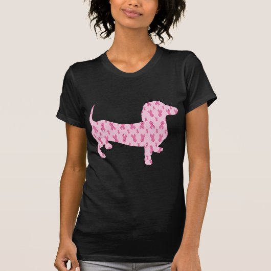Borstkanker Awareness Dachshund T-shirt (Voorkant)